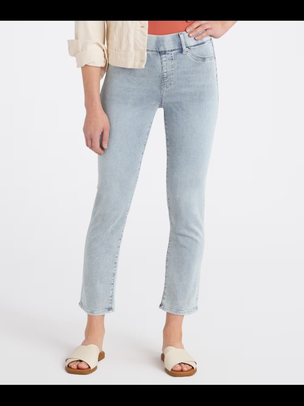 Cosmic Blue Love Mila Pull On Ankle-Length Straight Jeans in Light Blue